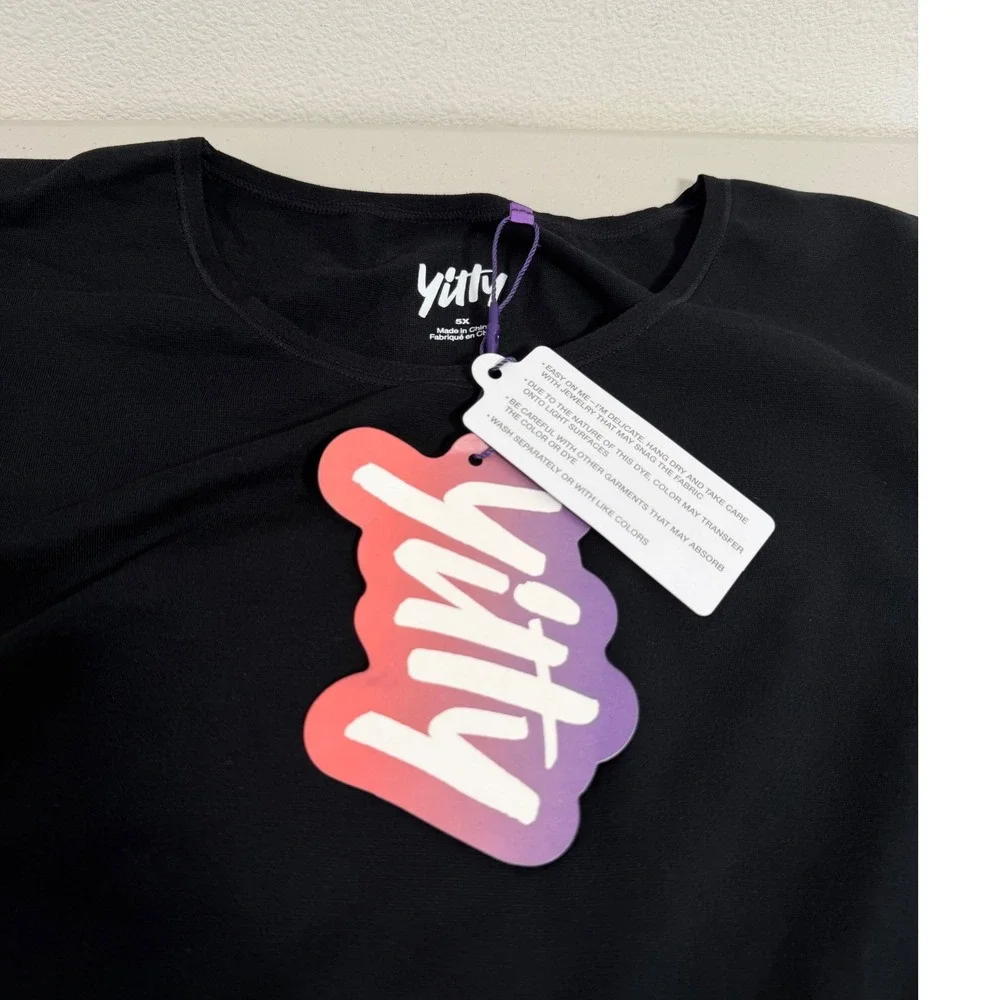 LOT OF 2 Yitty Smooth as Hell Lounge Tee‎ Womens 5X Black Seamless Cropped
